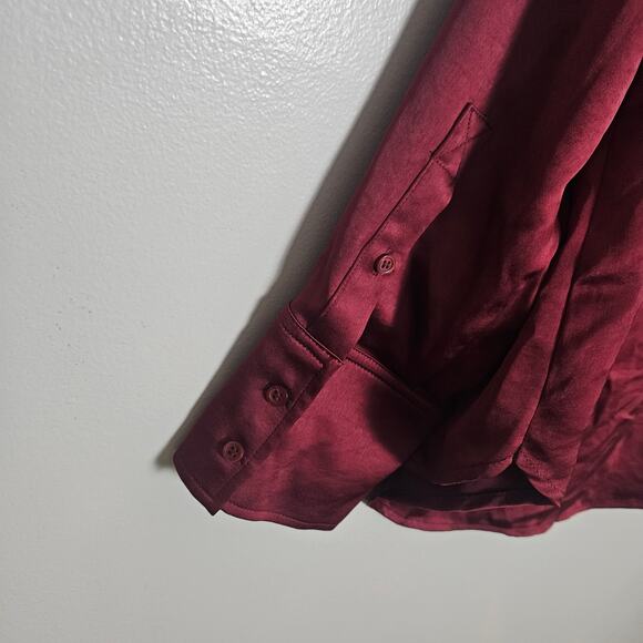 NWOT Nordstrom Maroon Button Up Collared Shirt Sz Small - Picture 9 of 15
